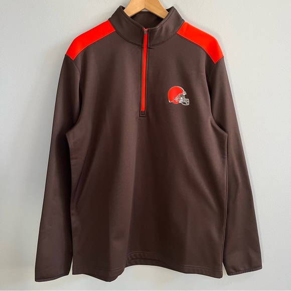 NFL Team Apparel Men's Quarter Zip Pullover Sweatshirt Size L Cleveland Browns - Picture 1 of 6